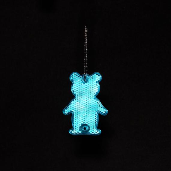 Пешеходный светоотражатель с цепочкой «Мишка», синий