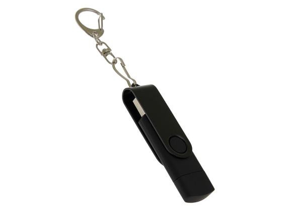 USB 2.0- флешка на 32 Гб с поворотным механизмом и дополнительным разъемом Type-C