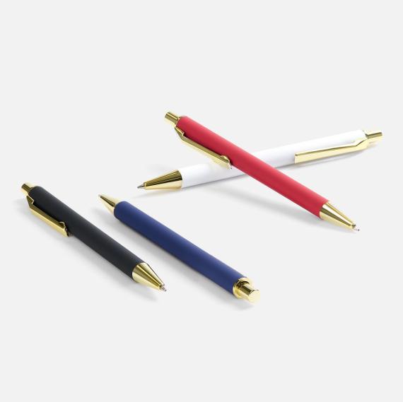 Ручка шариковая Lobby Soft Touch Gold, красная