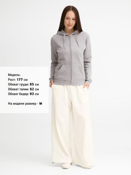 Толстовка женская на молнии с капюшоном Seven Women 290, серый меланж, размер XL