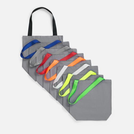 Шопер B5, серый с широкими оранжевыми ручками