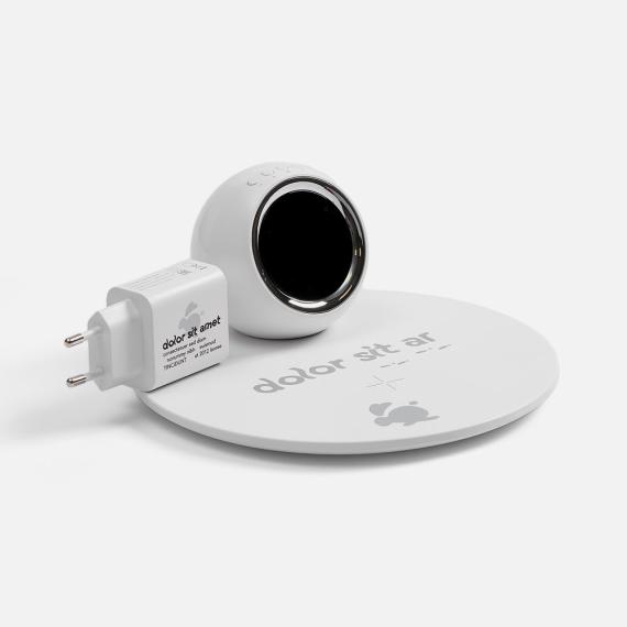 Станция беспроводной зарядки с часами и подсветкой GlobeBee, белая