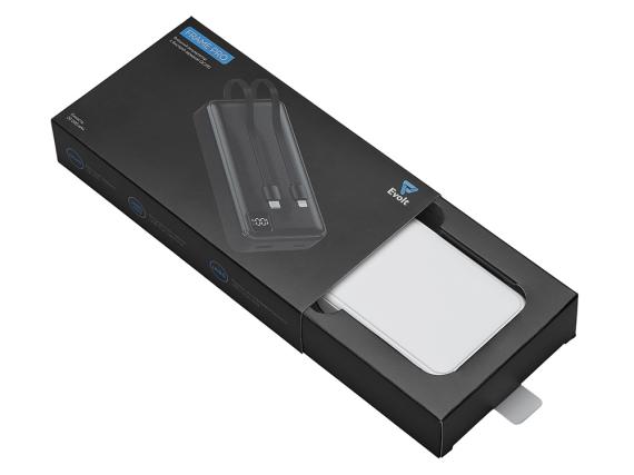 Внешний аккумулятор со встроенными кабелями «Фрэйм Про», быстрая зарядка, 20000мач