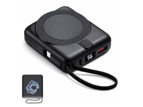 Магнитный беспроводной внешний аккумулятор c подсветкой лого «Энчант», 10000 мАч